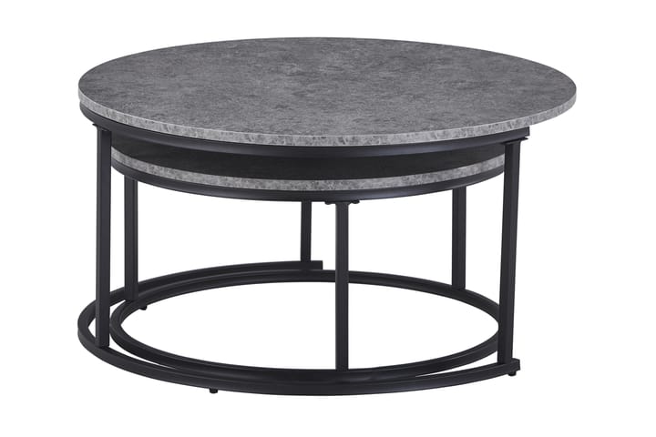 Sarjapöytä Thyra 75/90 cm Pyöreä 2 pöytää - Harmaa/Musta - Sarjapöytä - Sohvapöytä