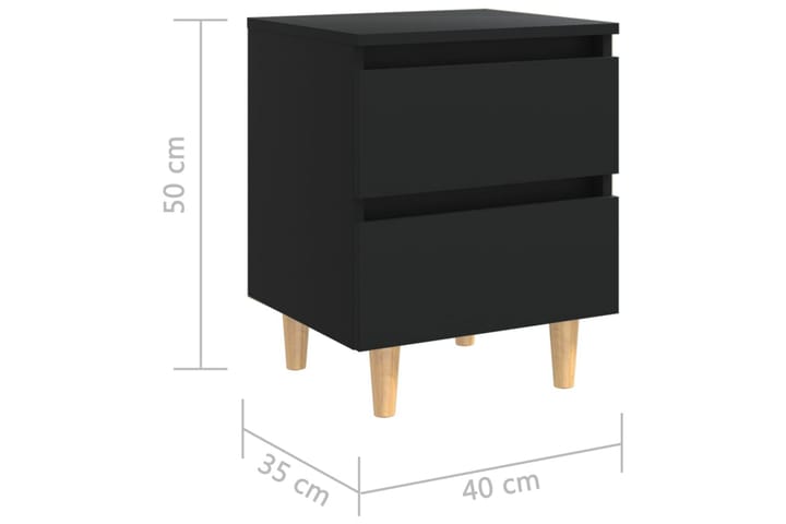 Yöpöytä 40x35x50cm Mäntyjalat - Musta - Yöpöytä
