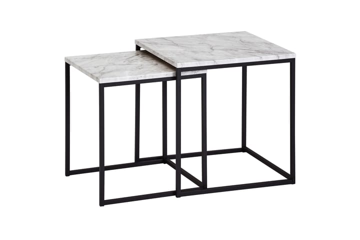 Sarjapöytä Gereline 40 cm Marmorikuvio 2 pöytää - Valkoinen/Musta - Marmoripöydät - Sohvapöytä - Sarjap�öytä